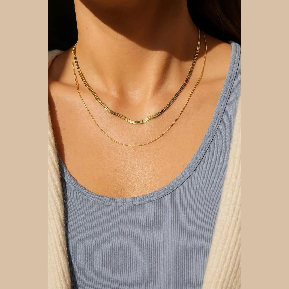 Gold-Plated Layered Necklace Set for Women